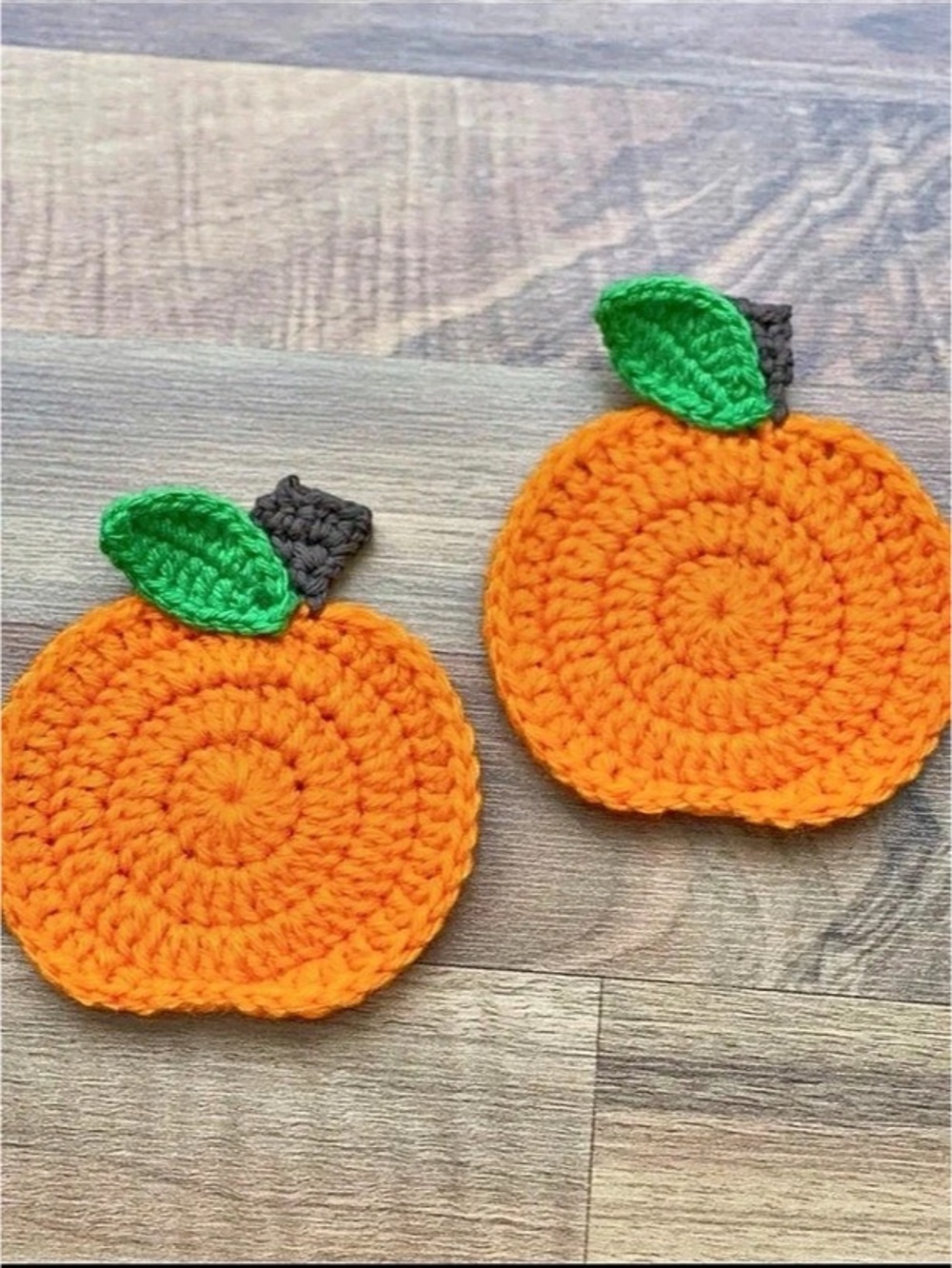 Pumpkin Coasters set of 2 in Orange & Green Kitchen/ Dinnerware Halloween decor